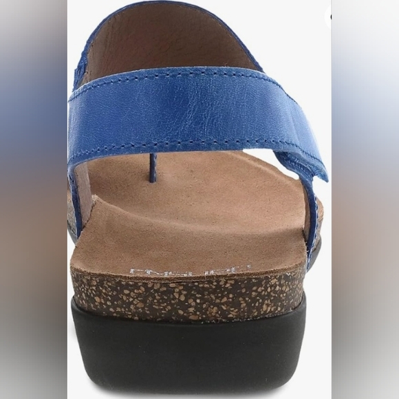 Dansko Reece Waxy Burnished Blue Leather Sandals Cork Footbed NEW SZ EU 40 - Picture 6 of 16